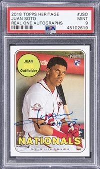 2018 Topps Heritage Real One Autographs #JSO Juan Soto Signed Rookie Card - PSA MINT 9